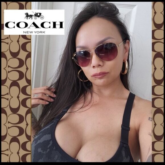 Coach Sunglasses Light Gold-Tone Aviator Sunglasses With Original Case - Picture 16 of 16